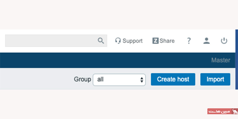 دکمه create host در zabbix