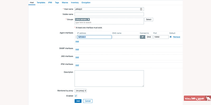 وارد کردن اطلاعات هاست در زبیکس