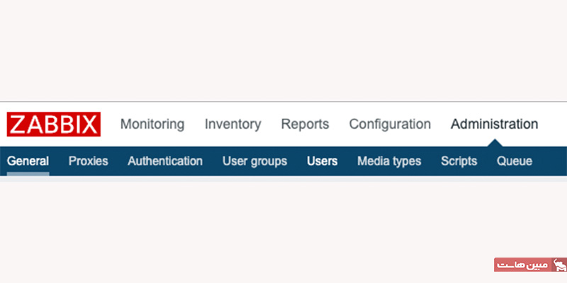 رفتن به بخش Administration در zabbix
