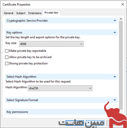 بخش Cryptographic Service Provider را گسترش دهید