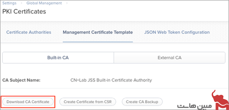 روی دکمه Back کلیک کنید و روی Download CA Certificate کلیک کنید.