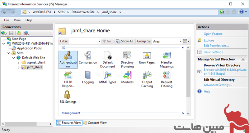 روی jamf_share در قسمت Connections کلیک کنید