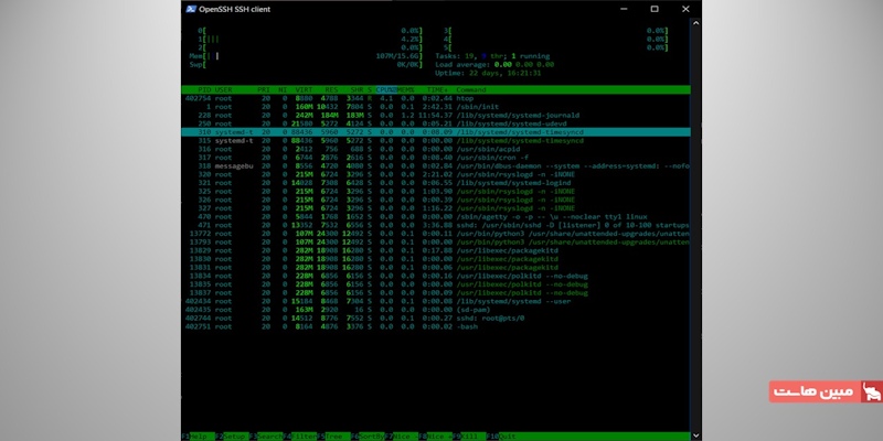 تغییر طرح رنگ در htop 