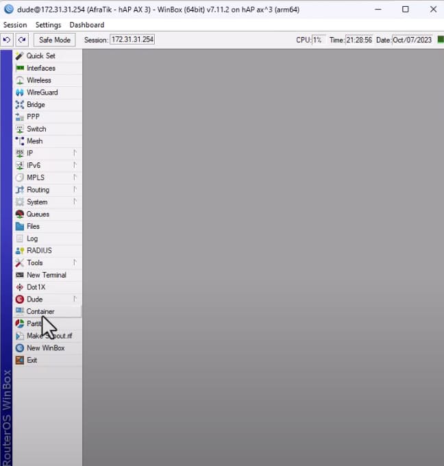 اضافه شدن container به منوی پنل سمت چپ صفحه 