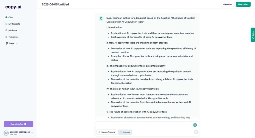 تولید محتوا با هوش مصنوعی Copy ai