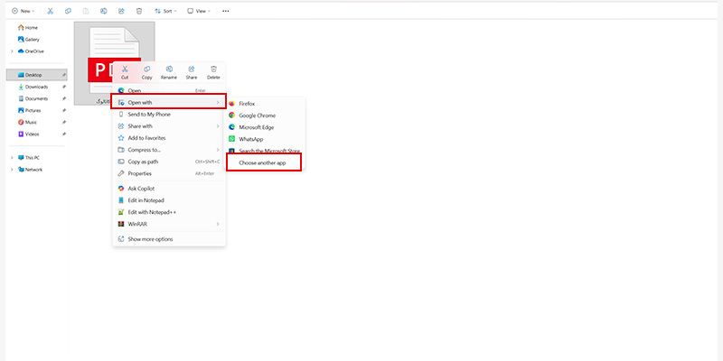 اتخاب گزینه open with