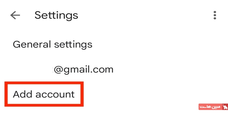 «افزودن حساب» (Add account)