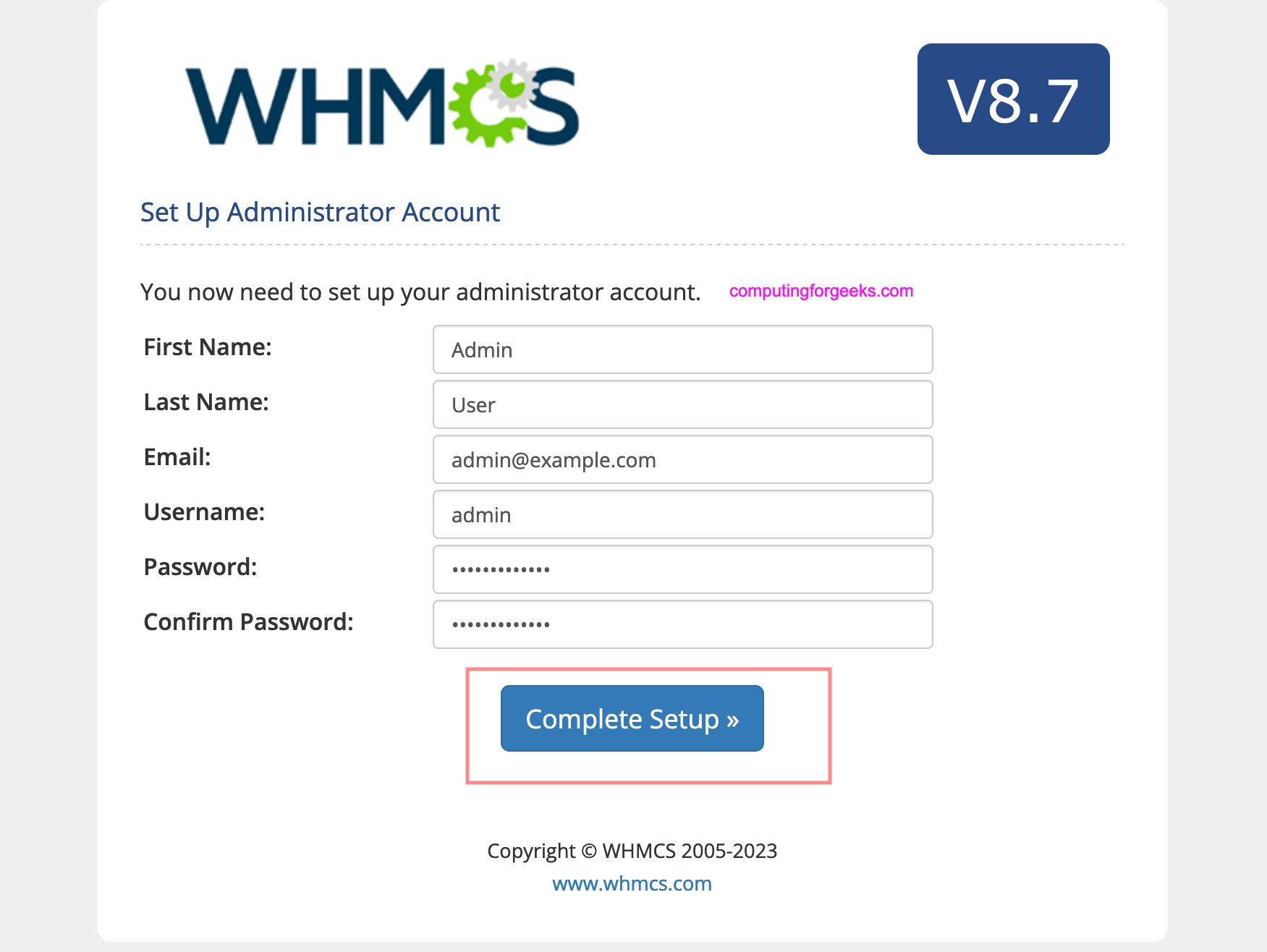 پیکربندی WHMCS از طریق کنسول تحت وب
