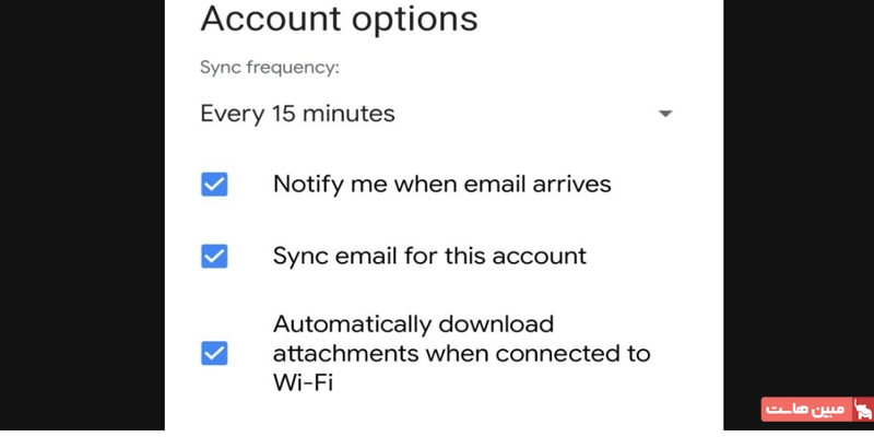 تنظیم گزینههای حساب
