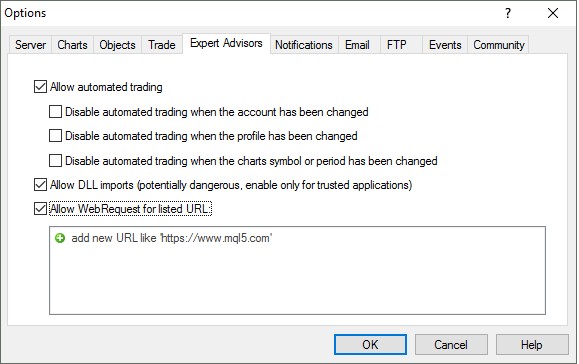 تنظیمات اسکریپت متاتریدر