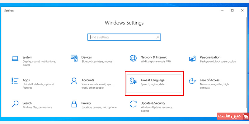 گزینه Time & Language