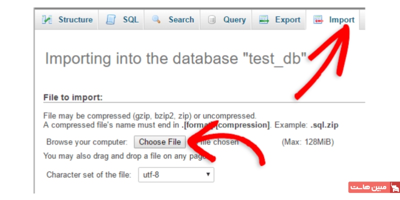 صفحه Import و انتخاب فایل