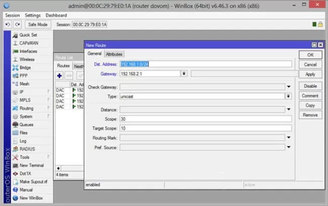 ایجاد Static Route بر روی Router 1 و Router 2