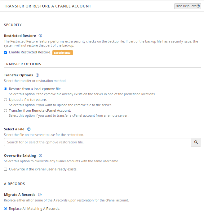 بازگردانی بکاپ سی پنل در سرور مجازی