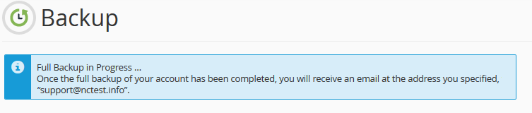 پیام شروع ساخت بکاپ در سی پنل