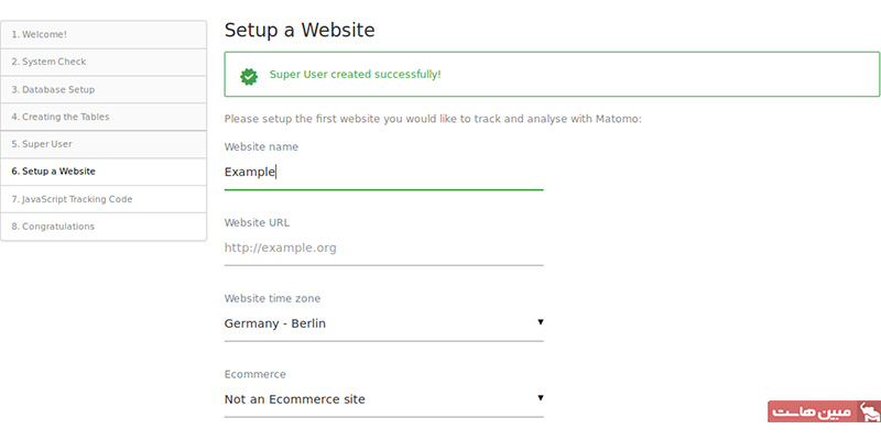 تنظیم اولین وبسایت برای ردیابی
