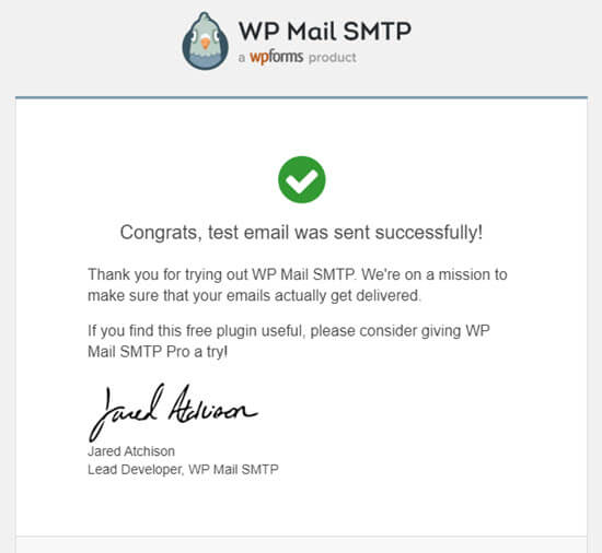 ایمیل تست از WP Mail SMTP