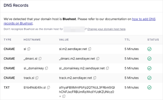 رکوردهای DNS مربوط به SendLayer