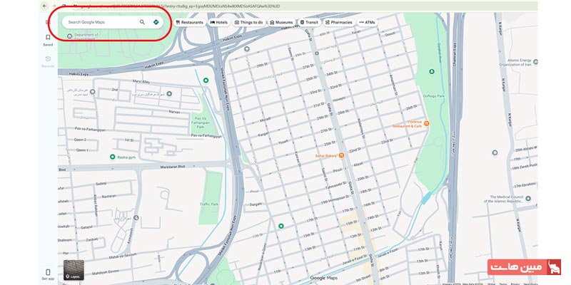 باز کردن منوی Google Maps در نسخه دسکتاپ