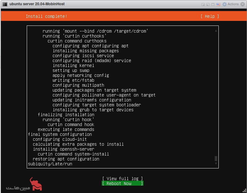 last part of installing ubuntu server