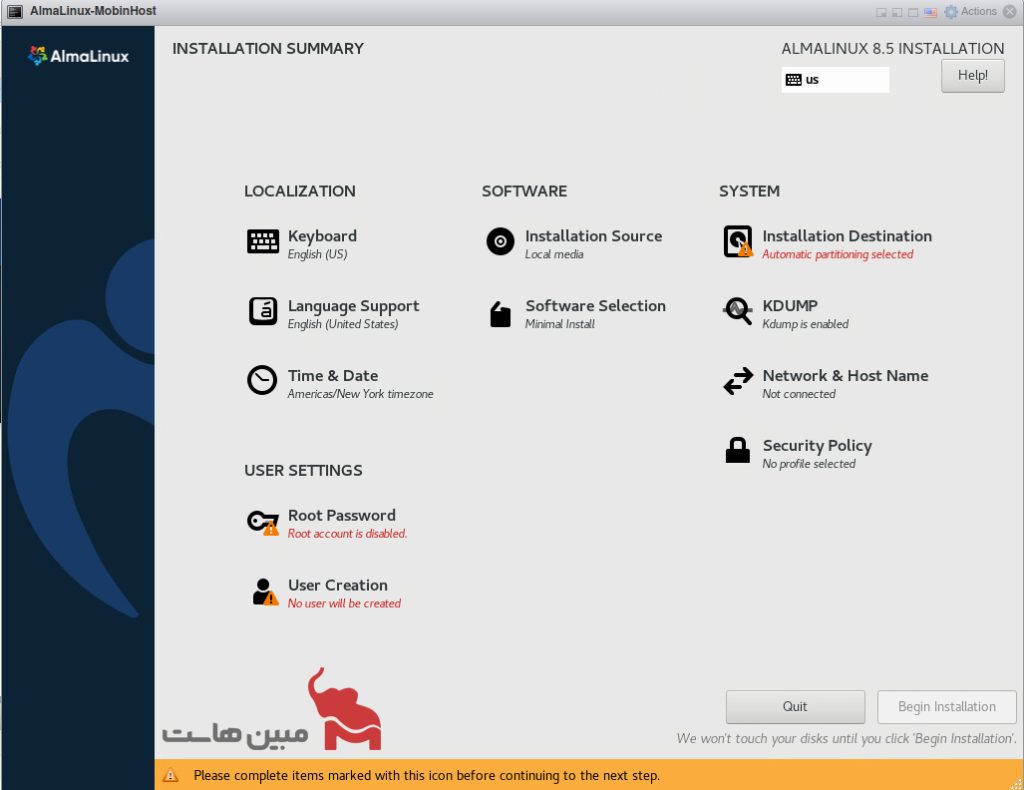 آموزش نصب AlmaLinux 8