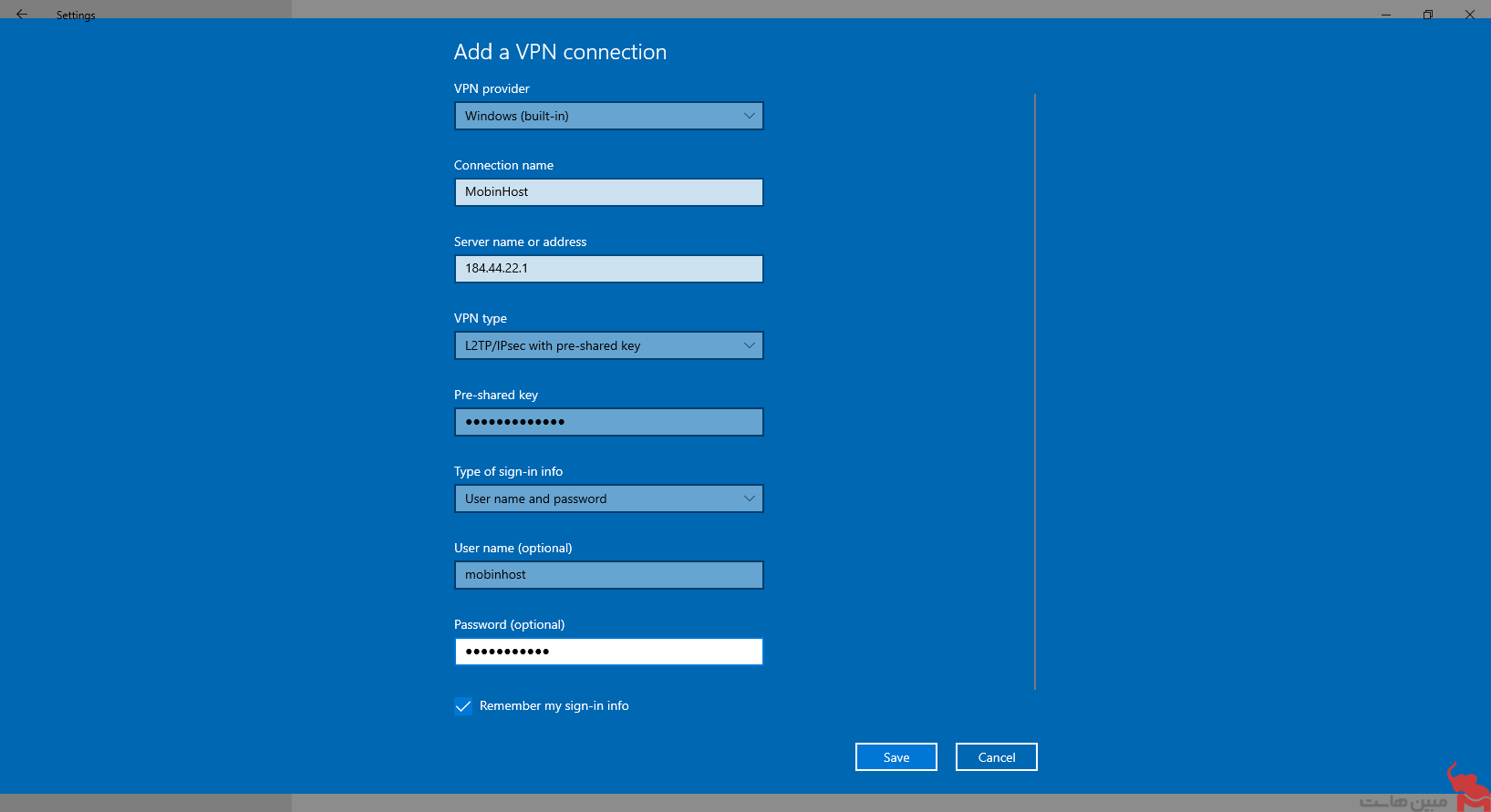 VPN settings